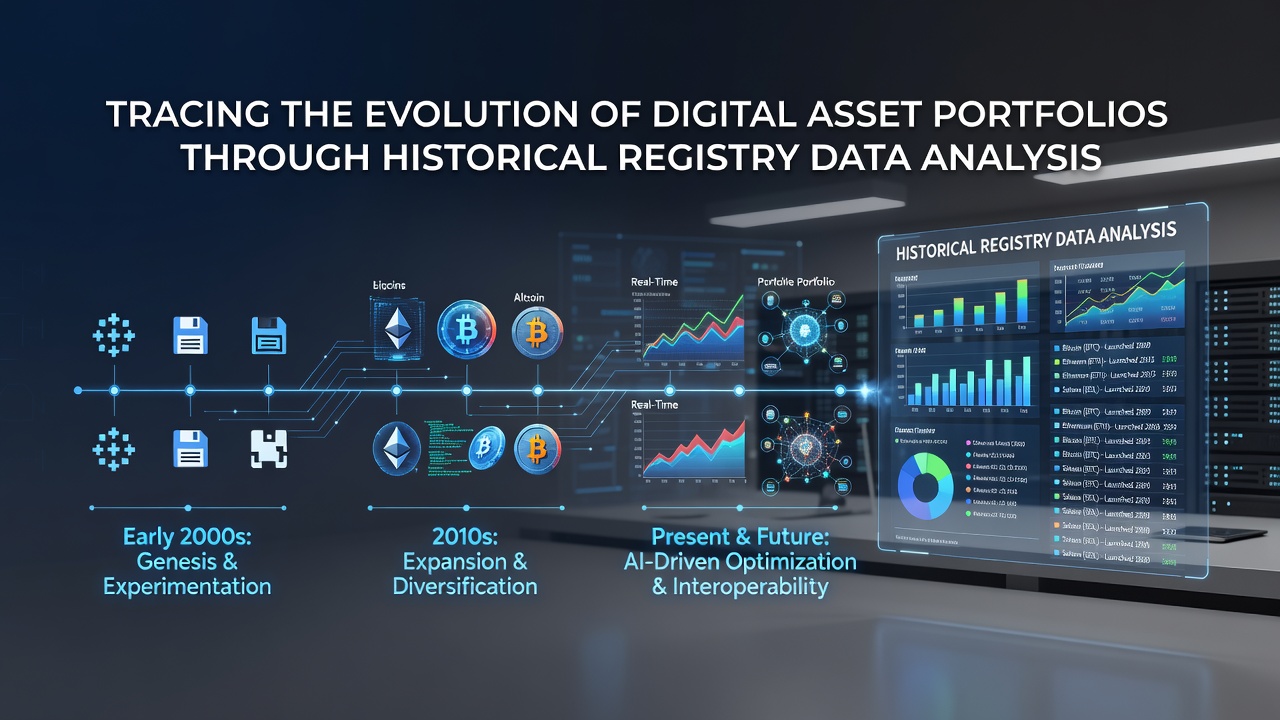 Analytical charts and graphs from registry data analysis of digital asset portfolios